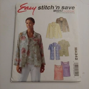 McCall's Easy Stitch n Save 4342 Button Front Shirt & Top Pattern Sz 16-22 Uncut - Picture 1 of 2