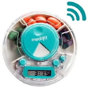 PORTAPILLOLE CON ALLARME AVVISATORE TIMER PRE-ALLARME ROTONDO 3 SCOMPARTI PLASTI - Foto 1 di 1