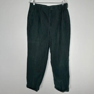 Pantalones de pana Lands' End Hunter verde plisados y puños para hombre talla 34 regular - Imagen 1 de 8
