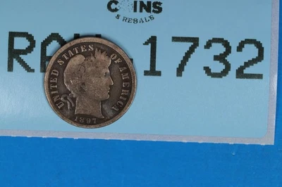 1897 10C LIBERTY HEAD BARBER SILVER DIME Early US Type RAW-1732 - Image 1 of 2