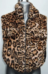 STYLISHE LEO FELLWESTE PELZWESTE FAKE FUR FELL PELZ WESTE KUNSTPELZ MUSTER BRAUN - Bild 1 von 4