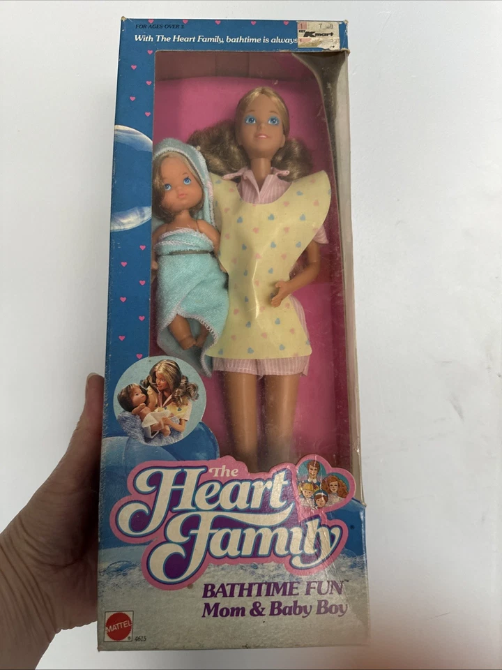 The Heart Family Bathtime Fun Mom & Baby Boy Figure Doll 1987 Mattel 4615
