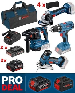 Bosch 18 Volt Profi-Set 4 Akkus GSR 18 V-21 GWS 18V-7 GBH 18 V-22 GST 18 V - NEU - Bild 1 von 7