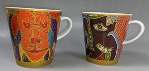 Raynaud Limoges 2 tazas "Fiesta", elefante león - Mathilde Cardineau Francia 2007 - Imagen 1 de 6
