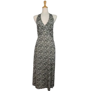 Y2K Vintage Banana Republic Floral Halter Midi Silk Dress Women's Size 14 - Picture 1 of 11