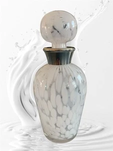 Decanter in vetro soffiato a mano design confetti trasparente e bianco, tappo vetro matrimonio - Foto 1 di 11