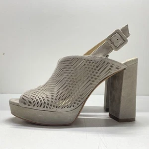 Vince Camuto Women's Grey Perforated Suede Block Heels Size 8M - Picture 1 of 7