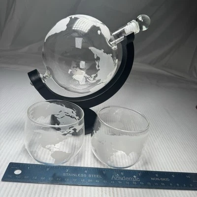 31 oz Whiskey Decanter Globe Set For Liquor Scotch Bourbon Vodka 2 glasses - Image 1 of 4