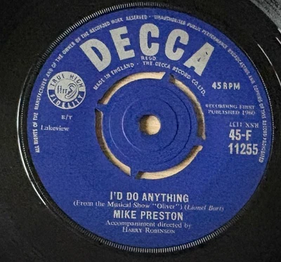 MIKE PRESTON I'D DO ANYTHING 7" DECCA (1960) VG+ OLIVER ENGLAND - Image 1 of 3