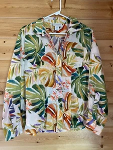 Calypso St. Barth Women's Size Medium Button Up Blouse Cotton Floral Tropical - Picture 1 of 12