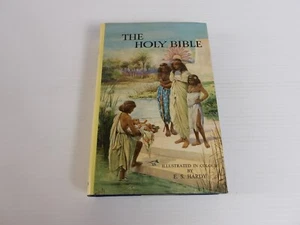 The Holy Bible Book Hardcover ES Hardy Illustrated Christianity God Vintage - Picture 1 of 8