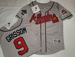 CAMISETA DE BÉISBOL gris Majestic 1995 de los Atlanta Braves Marquis Grissom de la Serie Mundial - Imagen 1 de 1