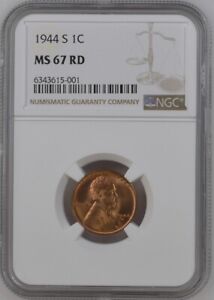 1944-S 1C RD  Lincoln Wheat One Cent NGC MS67RD   6343615-001
