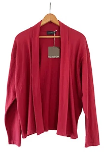 ESKANDAR Cardigan Sweater Cashmere Cotton Red Shawl Collar One Size NEW - Picture 1 of 9