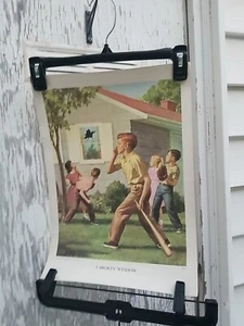 "A Broken Window" 1961 Window Card Poster Baseball Vintage Foxley Lithograph - Picture 1 of 7
