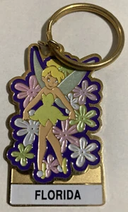 DISNEY FLORIDA TINKER BELL FLOWERS PINK GOLD TONE FOB Advertising KEYCHAIN - Picture 1 of 3
