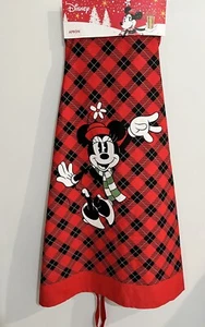 Disney Minnie Mouse Christmas Kitchen APRON Buffalo Plaid Adjustable Black & Red - Picture 1 of 9
