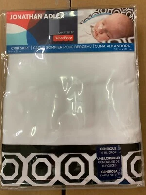 Nueva Falda Cuna Jonathan Adler NIXON Negra/Blanca Moderna Geométrica Unisex Ropa de Cama Foto 1 de 3