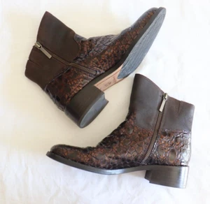 Donald J Pliner Leather Animal Print Moto Boots Brown Size 7.5M - Picture 1 of 9