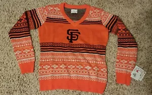 NEW San Francisco Giants MLB Christmas Holiday Sweater V Neck Womens Medium - Picture 1 of 7