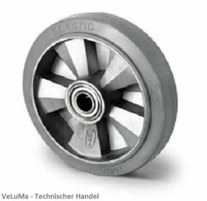 Schwerlastrad Elastik grau Vollgummi Rad 200 Aluminium Felge INKL. Montageset - Bild 1 von 3