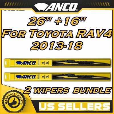 Прямые оригинальные лезвия стеклоочистителя 26 дюймов и 16 дюймов ANCO обычные для Toyota RAV4 2013-18 - Изображение 1 из 4