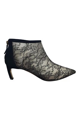 NICHOLAS KIRKWOOD Mira faux pearl-embellished lace and suede ankle boots (EU 38) - Image 1 of 4