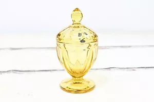 Vintage IMPERIAL Glas Alt Williamsburg Bernstein bedeckt Süßigkeiten Schale 8" mit Deckel - Bild 1 von 9