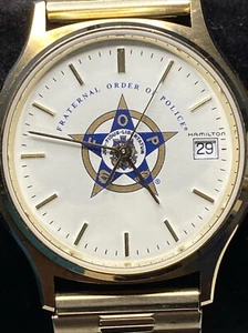 Orologio Uomo Hamilton Vintage 9812 Con Quadrante Ordine Fraterno Polizia Nuovo Batt - Foto 1 di 10