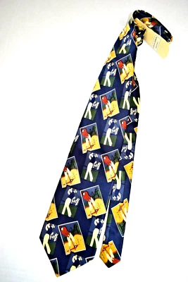 Corbata de cuello de colección años 70 80 Georgio Armani golfista en ventana foulard corbata 52,5" X 4" nueva con etiquetas Foto 1 de 4