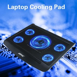 Almohadilla de enfriamiento para computadora portátil 5 ventiladores silenciosos enfriador doble soporte USB enfriador para PC portátil 12-17 pulgadas - Imagen 1 de 8