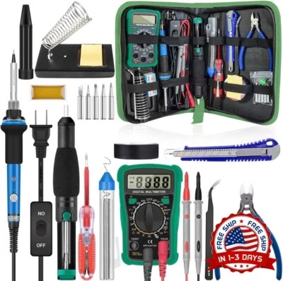 Kit Soldadura Con Multimetro Soldador De Estaño Combi Bomba Detector Voltaje NEW - Image 1 of 4