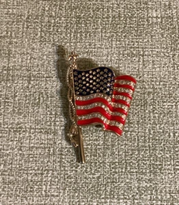 Monet United We Stand Remember 9-11-2001 Enamel Rhinestone Flag Brooch Pin  - Picture 1 of 3
