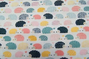 Patchworkstoff Stelladesign - Stella 1561 50x110cm Igel natur rosa senf petrol - Bild 1 von 1