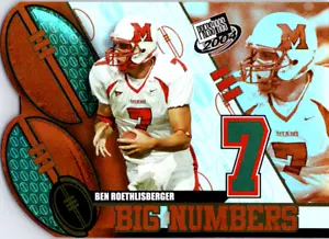 BEN ROETHLISBERGER 2004 Press Pass BIG NUMBER DIE CUT ROOKIE RC Steelers #21 - Picture 1 of 2