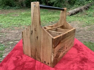 Wooden 6 Bottle Caddy Drink Crate- Milk, Soda Or Brew Carrier With A Nice Handle - Picture 1 of 10