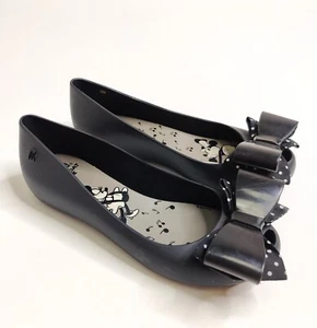 MELISSA Steamboat Willie Mickey Minnie Black Bow Flats Shoes Size 7 - Picture 1 of 11