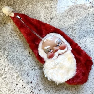 Bijou Toys Vtg Original 1950s Rubber Face SANTA Stocking Stuffer Zippered Pouch - Picture 1 of 7