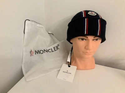 GORRO MONCLER HOMBRE AZUL MARINO 100% LANA VIRGEN TALLA UNI (SE ADAPTA A TODOS) NUEVO HECHO EN ITALIA Foto 1 de 4
