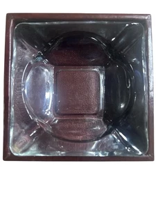 Vintage MCM Square Glass Ashtray Cigar Square Clear Glass - Picture 1 of 9