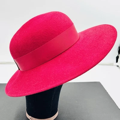 Burberrys' London Vintage Derby Fedora Hat Sz M Berry Red Wool Felt England - Image 1 of 4