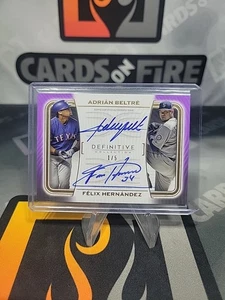 2023 Topps Definitive Adrian Beltre  Felix Hernandez Dual Auto Purple 1/5 - Picture 1 of 2