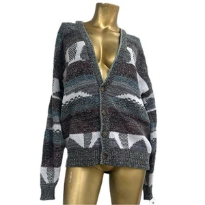 Suéter Cárdigan Vintage Expressions Worldwide Tejido Geométrico Cuello en V, Mediano - Imagen 1 de 7