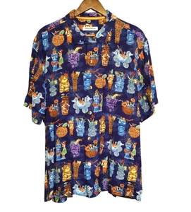 Tommy Bahama Tiki Bar Camp Shirt Cocktail Print Hawaiian Mens Size L - Picture 1 of 9
