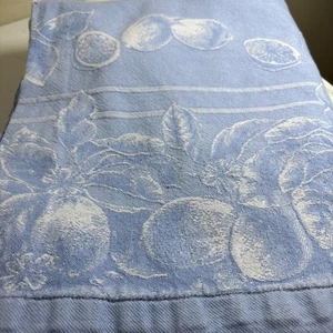 Williams Sonoma Bounty Cotton Table Cloth 108x70 Holiday Jacquard Blue Fruit - Picture 1 of 6