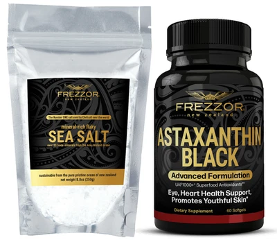 FREZZOR Natural Mineral Rico, Sal Marina Escamosa + ¡Combo NEGRO ASTAXANTINA! Foto 1 de 3