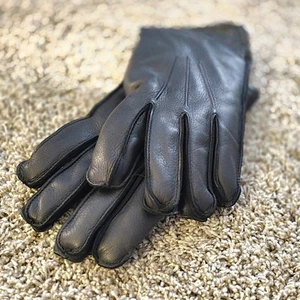 VintageLL Bean 1970's Sta-Soft Deerskin Leather Gloves Rabbit Fur Lining L Mens - Picture 1 of 7