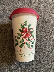 Lenox "COMFORT & JOY" Holiday Double Wall Ceramic Thermal Travel Mug 12 oz - NEW - Picture 1 of 10
