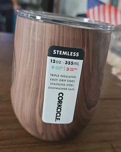 Vaso aislante Corkcle clásico sin tallo 12 oz madera grano sin caja - Imagen 1 de 8