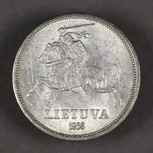 1936 Lithuania Silver 5 Litai - Picture 1 of 2